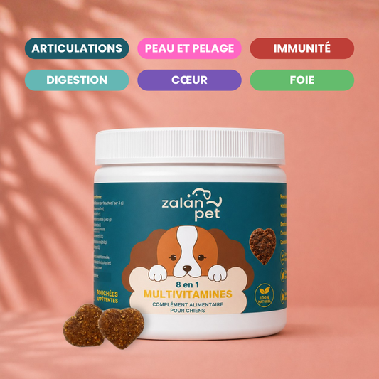 Complément Alimentaire Multivitaminé 8 en 1 pour Chiens – 120 Bouchées